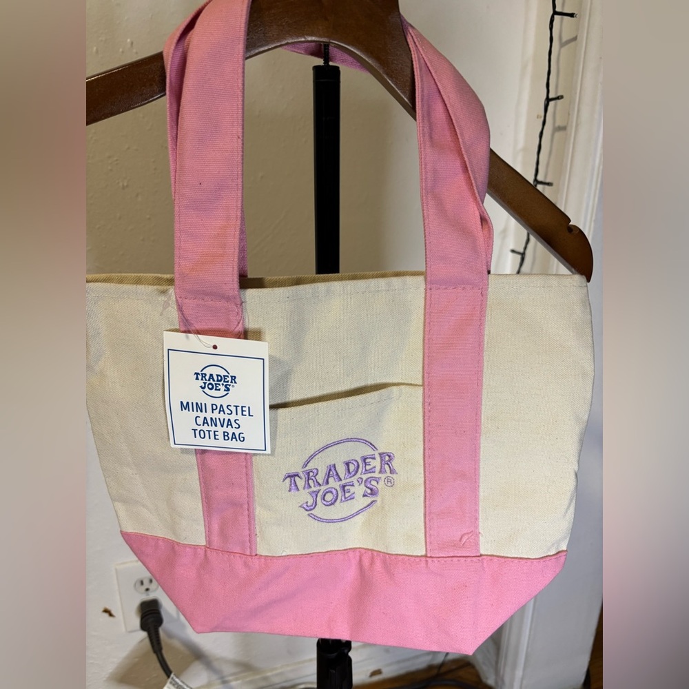 Pink and Cream Canvas Tote Bag